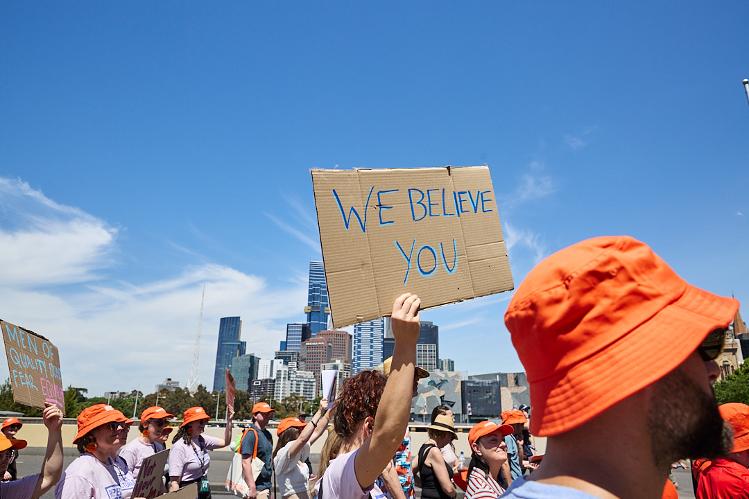 Walk against family violence sign we believe you